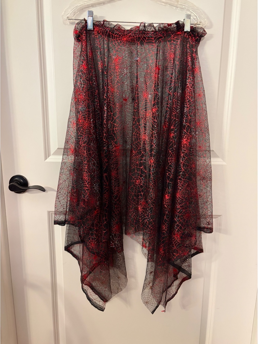Black and Red Sheer Spiderweb Halloween Skirt